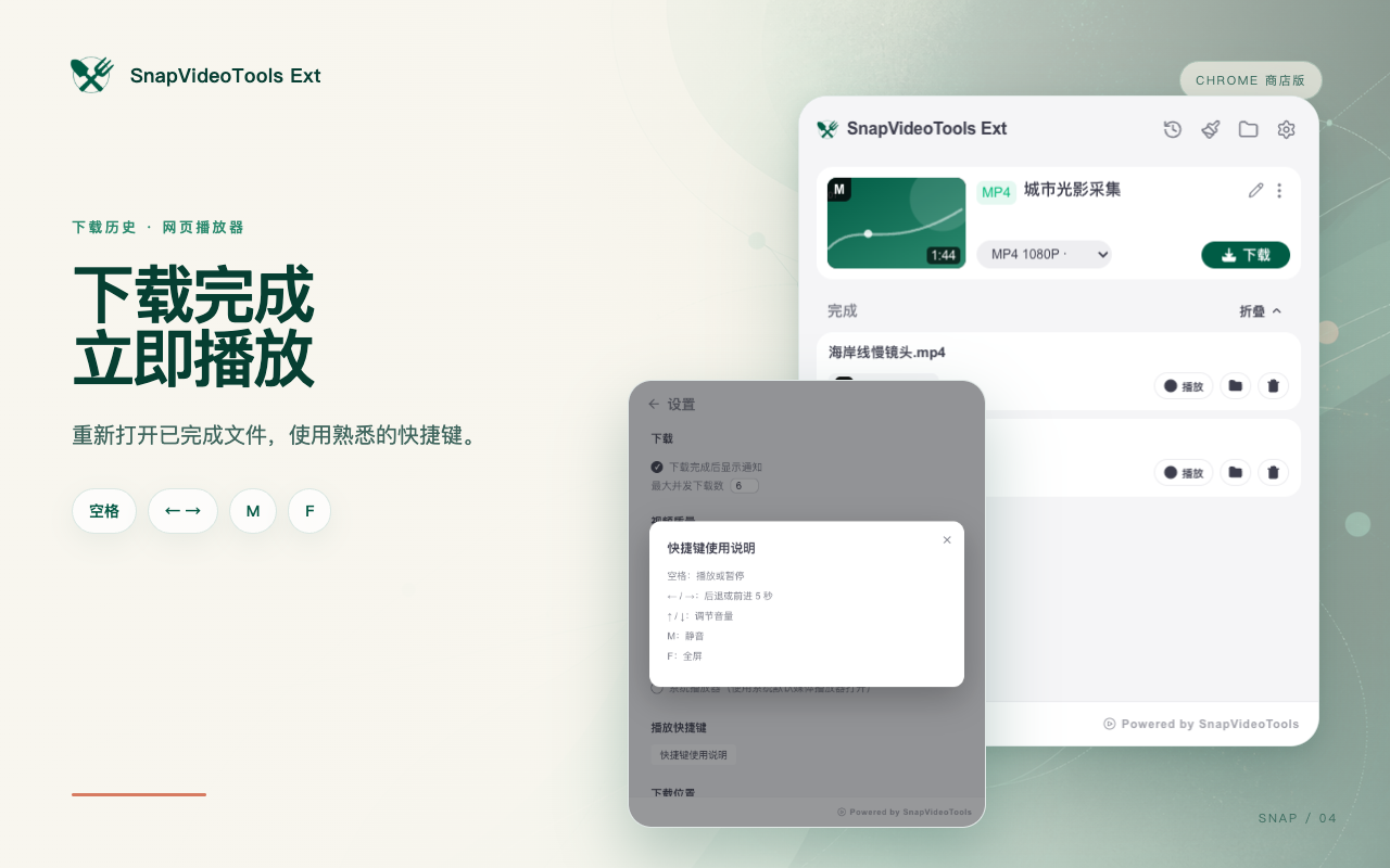 SnapVideoTools Ext 本地下载历史及播放和文件操作